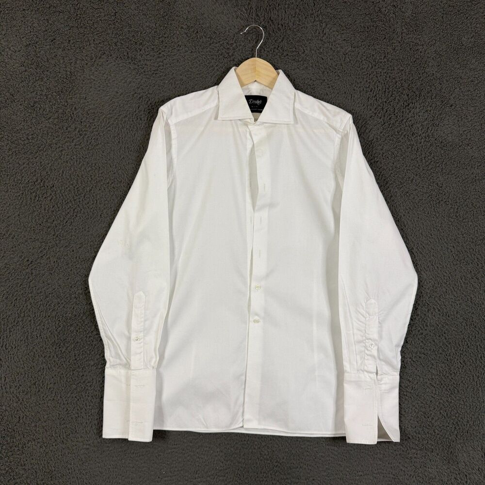 Drakes London Tuxedo Shirt Mens 16 White Spread Collar French Cuff Formal